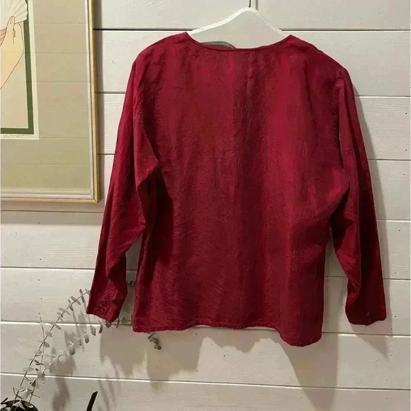 VINTAGE JACOB red  silk blouse size S - Picture 5 of 9